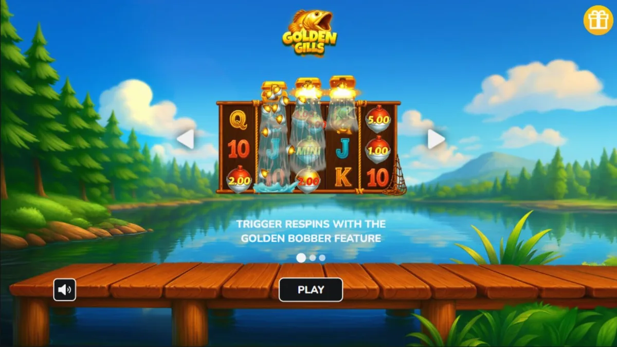 Interface do jogo de slot Golden Gill com tema de pesca